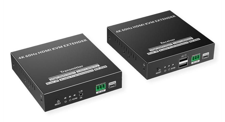 VALUE KVM-Extender-Set HDMI – 4K/60 Hz, USB, Audio, RS-232, bis 120 m über Cat 6