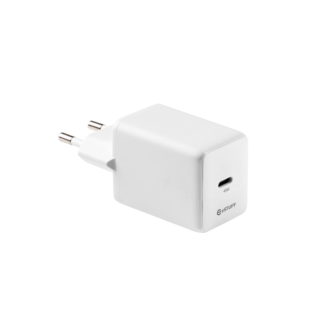 eSTUFF INFINITE GRS USB-Ladegerät 45 W – USB-C×1 – PD, GaN, EU-Stecker (Typ C) – Weiss