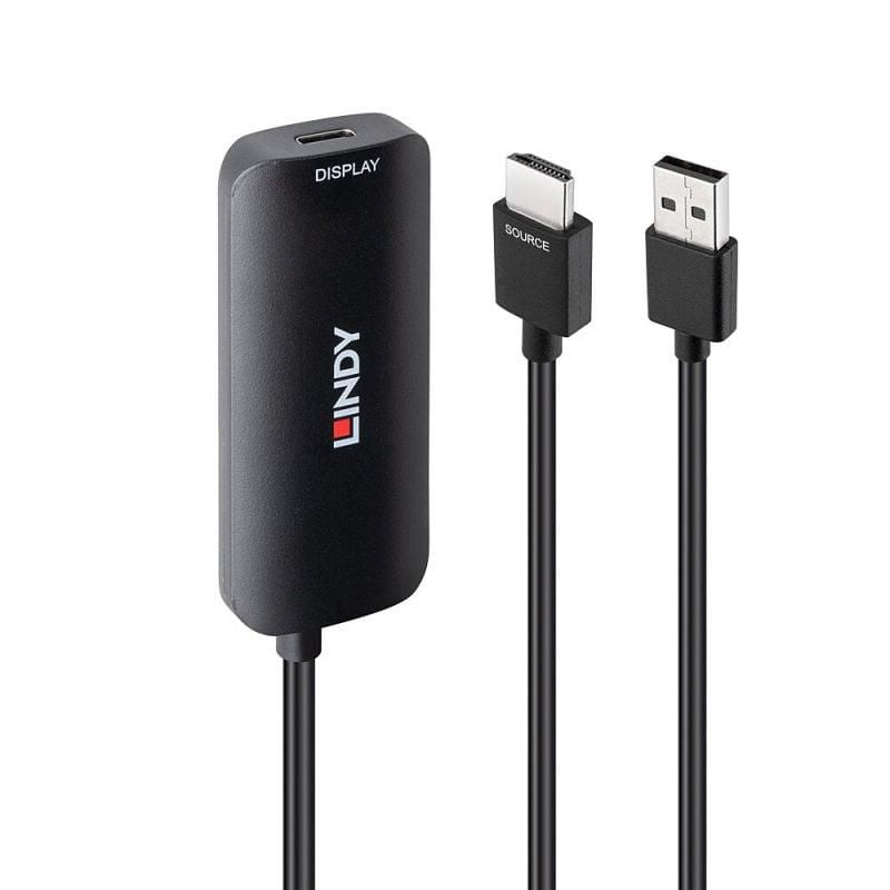 Lindy Adapter HDMI zu USB-C – 4K (3840 × 2160) @ 60 Hz, HDMI 2.0, 0,2 m, USB-Stromversorgung, Schwarz