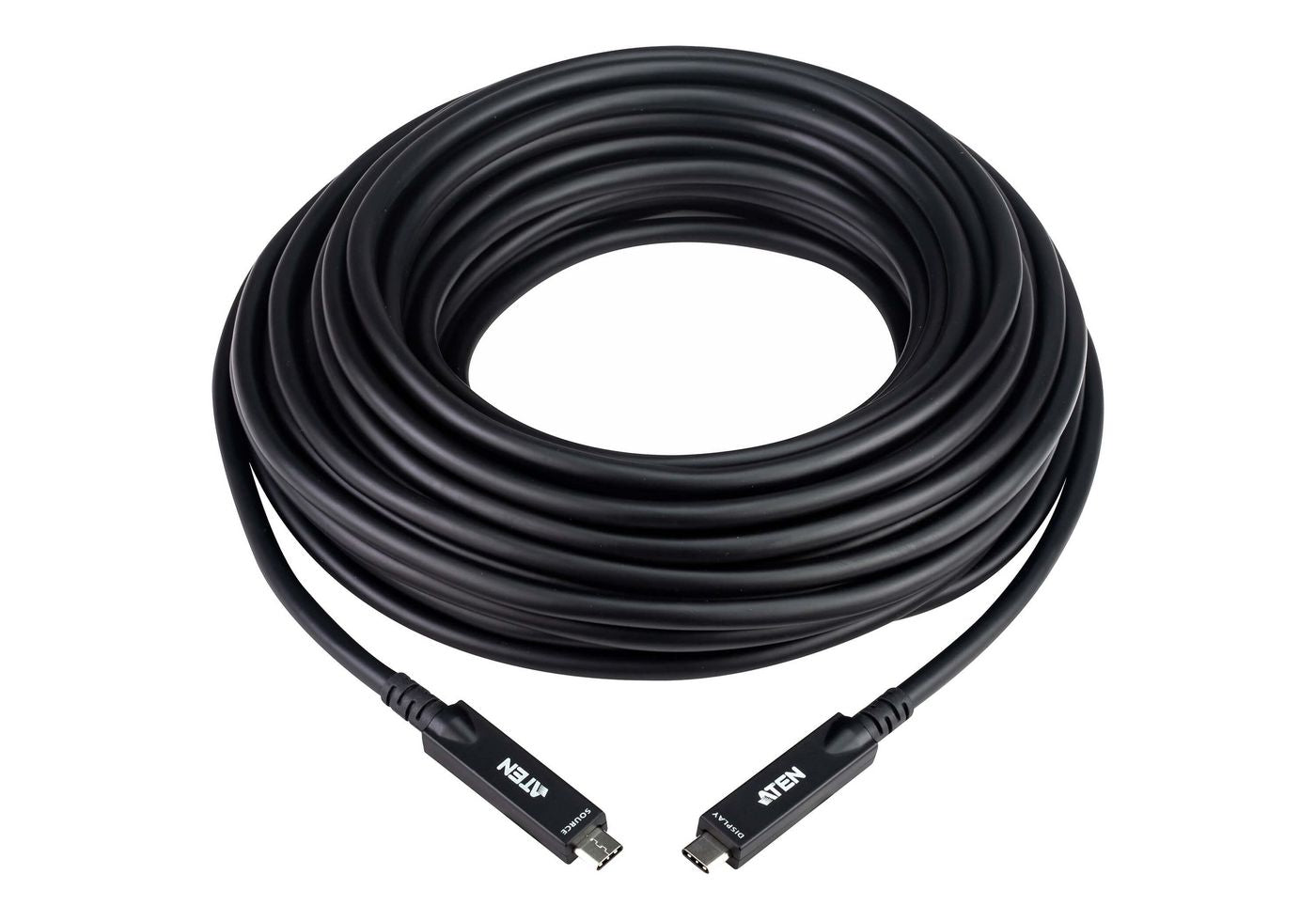ATEN USB-C auf USB-C Kabel – USB 3.2 Gen 2 (10 Gbit/s) – 15 m – PD 60 W – 4K/60 (DP 1.4/2.1) – Schwarz