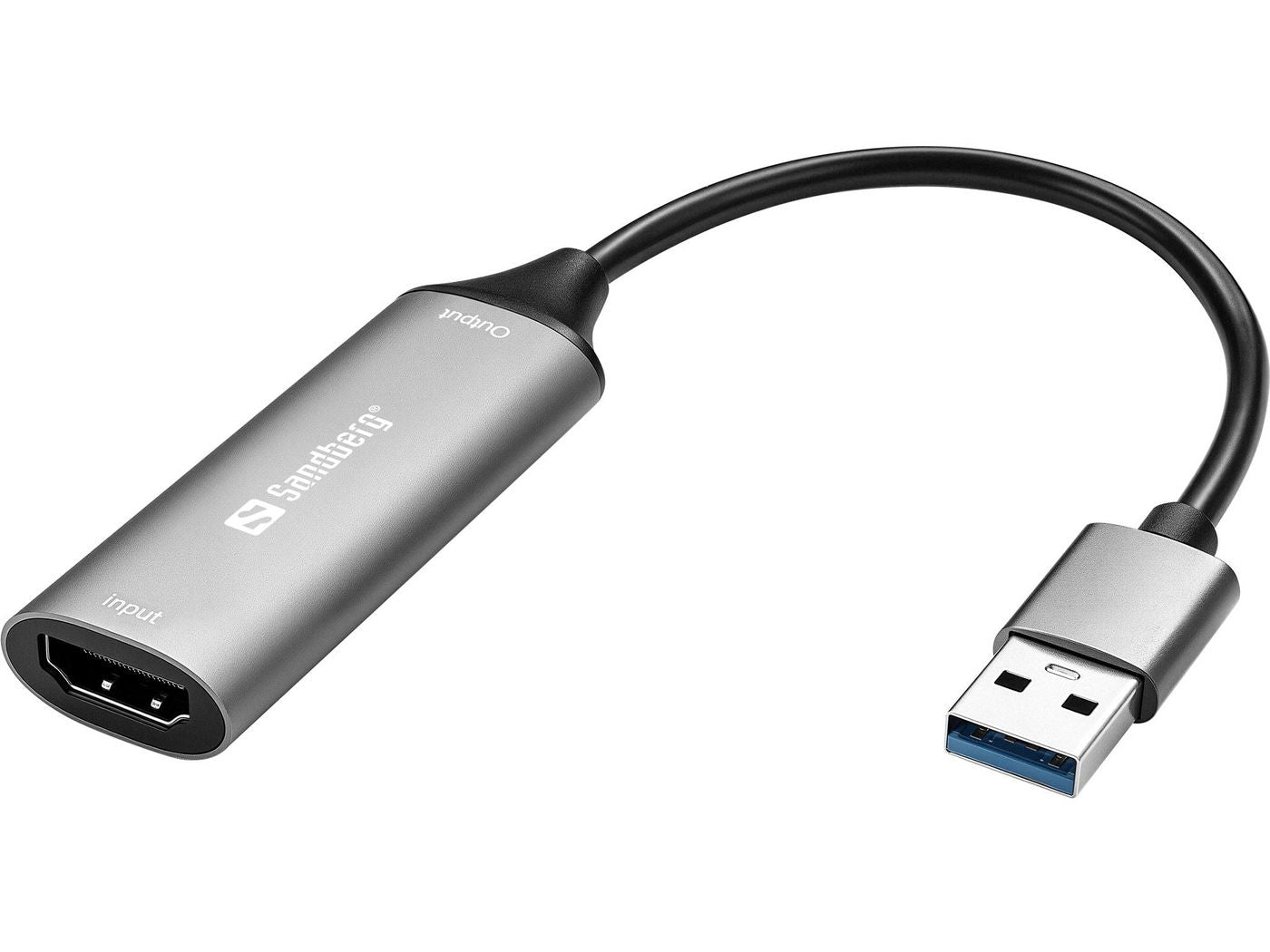 Sandberg Capture-Adapter HDMI zu USB-A – 1920 × 1080, USB 2.0, integriertes Kabel, für Windows/macOS/Linux