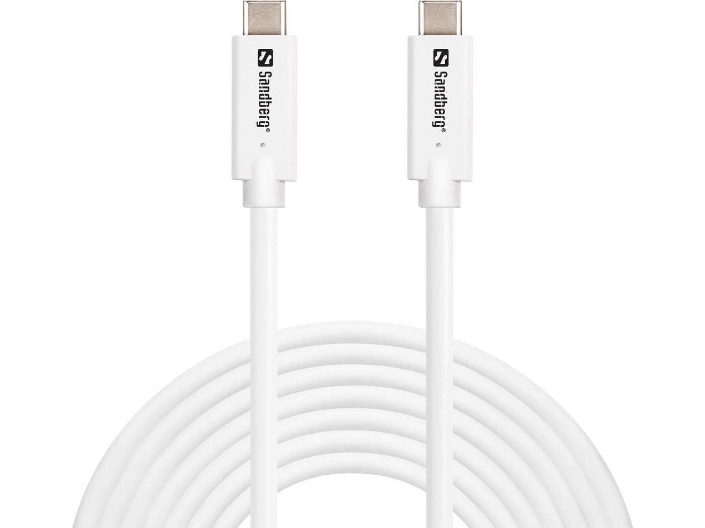 Sandberg USB-C auf USB-C Kabel – USB 3.2 Gen 2 (10 Gbit/s) – 5 m – PD 100 W – Weiss