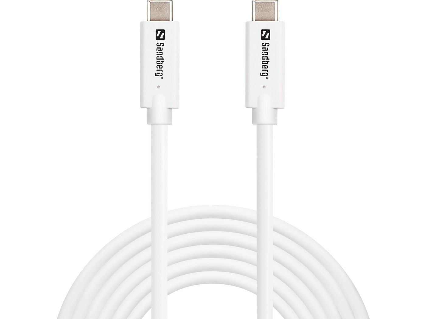 Sandberg USB-C auf USB-C Kabel – USB 3.2 Gen 2 (10 Gbit/s) – 3 m – PD 100 W – Weiss