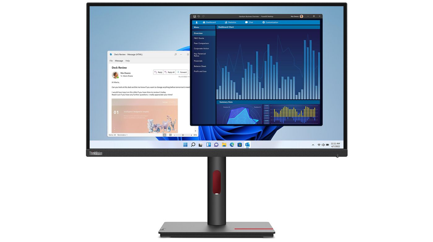 Lenovo ThinkVision T27P-30 – Monitor, 27" 3840 × 2160 (UHD 4K), IPS, 60 Hz, 350 cd/m², USB-C, USB-Hub, VESA 10