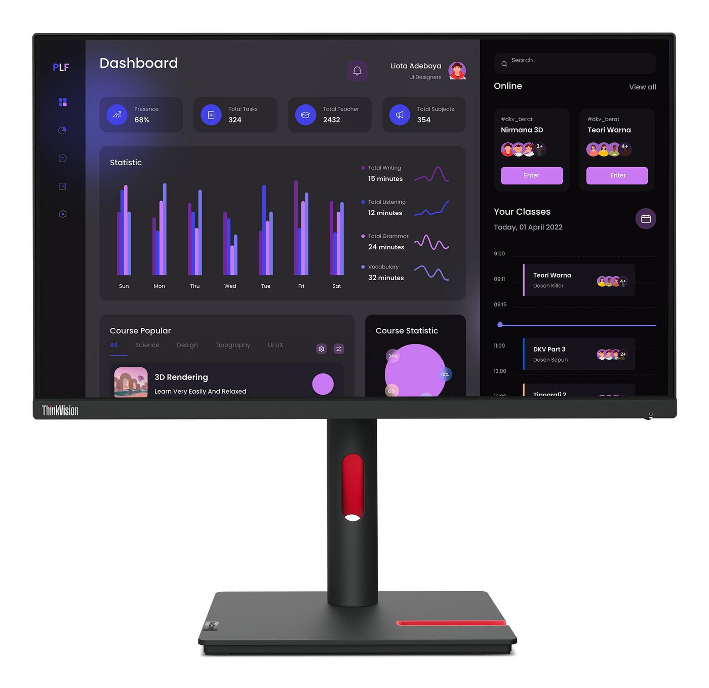 Lenovo ThinkVision T24i-30 – 23,8", 1920 × 1080 (Full HD), IPS