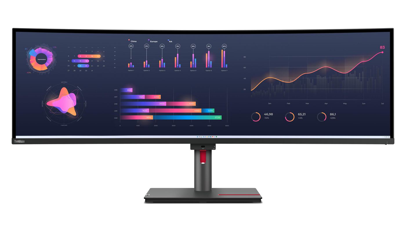Lenovo ThinkVision P49w-30 – Monitor, 49", IPS, 60 Hz, 350 cd/m², VESA 100 × 100, 100 × 200, Schwarz