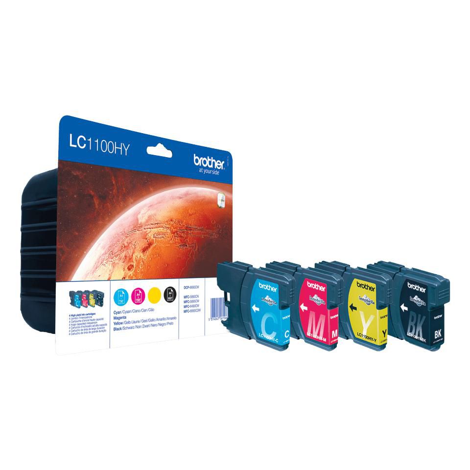 Brother Tintenpatronen-Multipack LC-1100HYVALBPDR, CMYK – für MFC-5895CW, MFC-6890CDW, MFC-6490CW und andere
