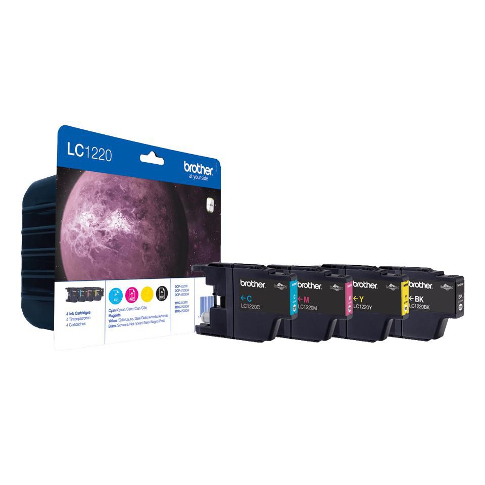 Brother LC-1220VALBPDR Tintenpatronen-Multipack, Schwarz/Cyan/Magenta/Gelb (Original) – für Brother DCP-J925DW