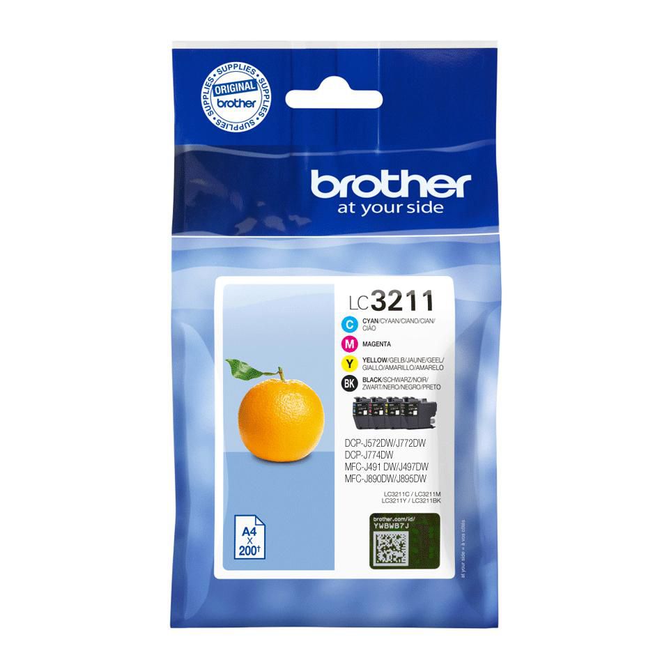 Brother LC3211 Tintenpatronen-Multipack, Schwarz/Cyan/Magenta/Gelb (Original) – für DCP-J772DW, MFC-J890DW …