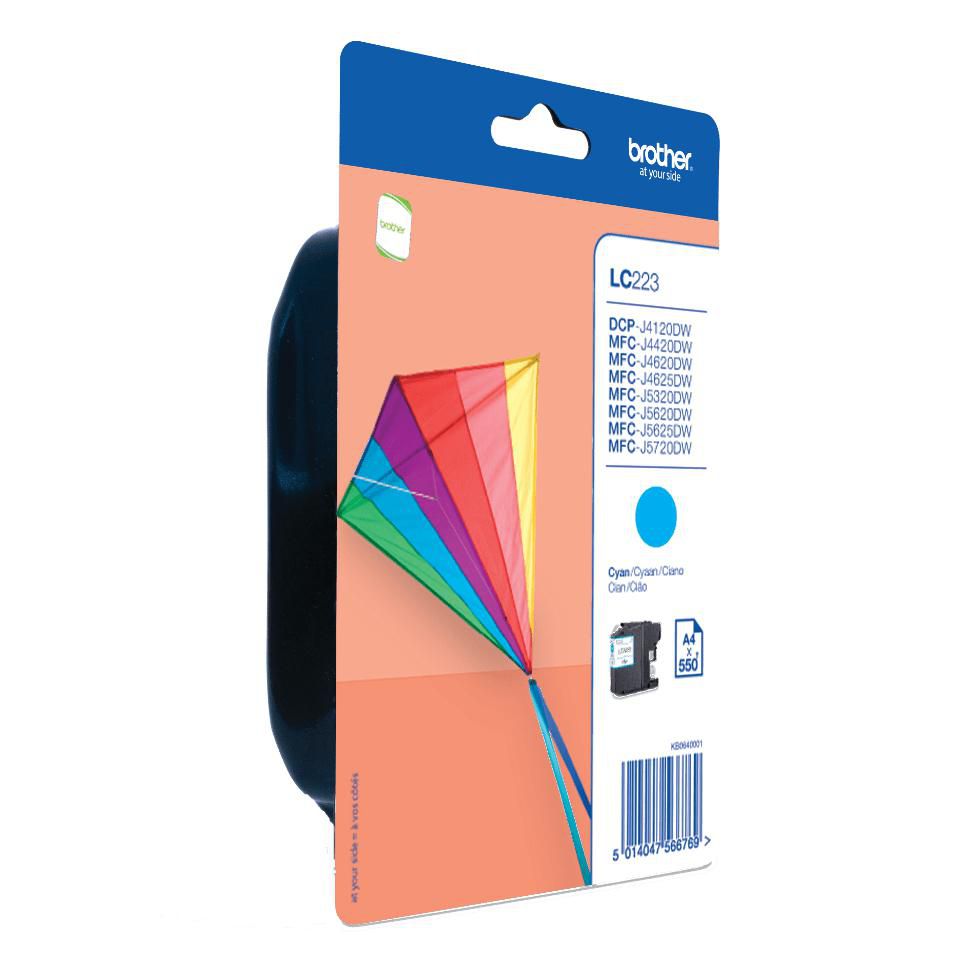 Brother LC-223CBP Cyan Tintenpatrone (Original) – 550 Seiten – für MFC-J4620DW/J5720DW/J5320DW, DCP-J562DW/DCP