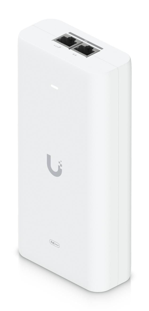 Ubiquiti PoE Injector – 10 Gbit/s, PoE+++, 90 W, 2× RJ-45 – Wandmontage, Überspannungsschutz – Weiss