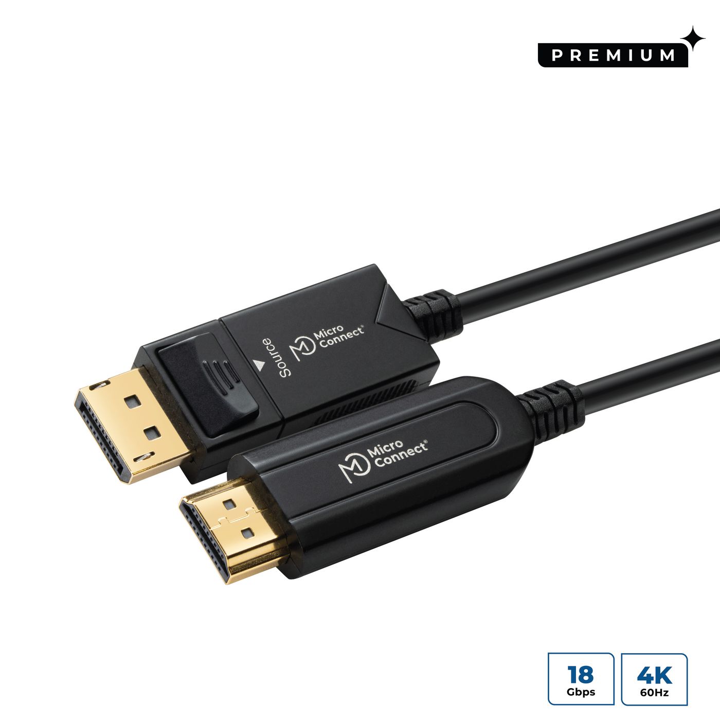 Microconnect DisplayPort auf HDMI Adapter, DP 1.4, HDMI 2.0, 4K@60 Hz, 18 Gbit/s, 30 m, EDID/HDCP 2.4