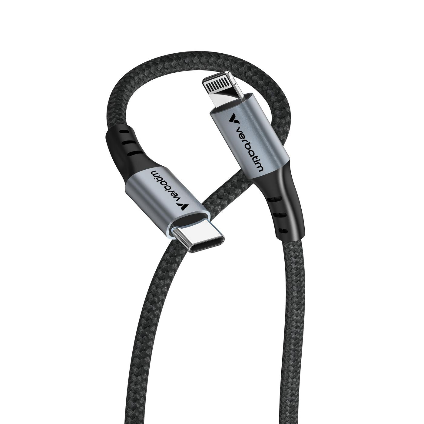 Verbatim Lightning-auf-USB-C-Kabel – USB 2.0 (480 Mbit/s) – 1,2 m – PD 60 W – Nylonmantel – Schwarz