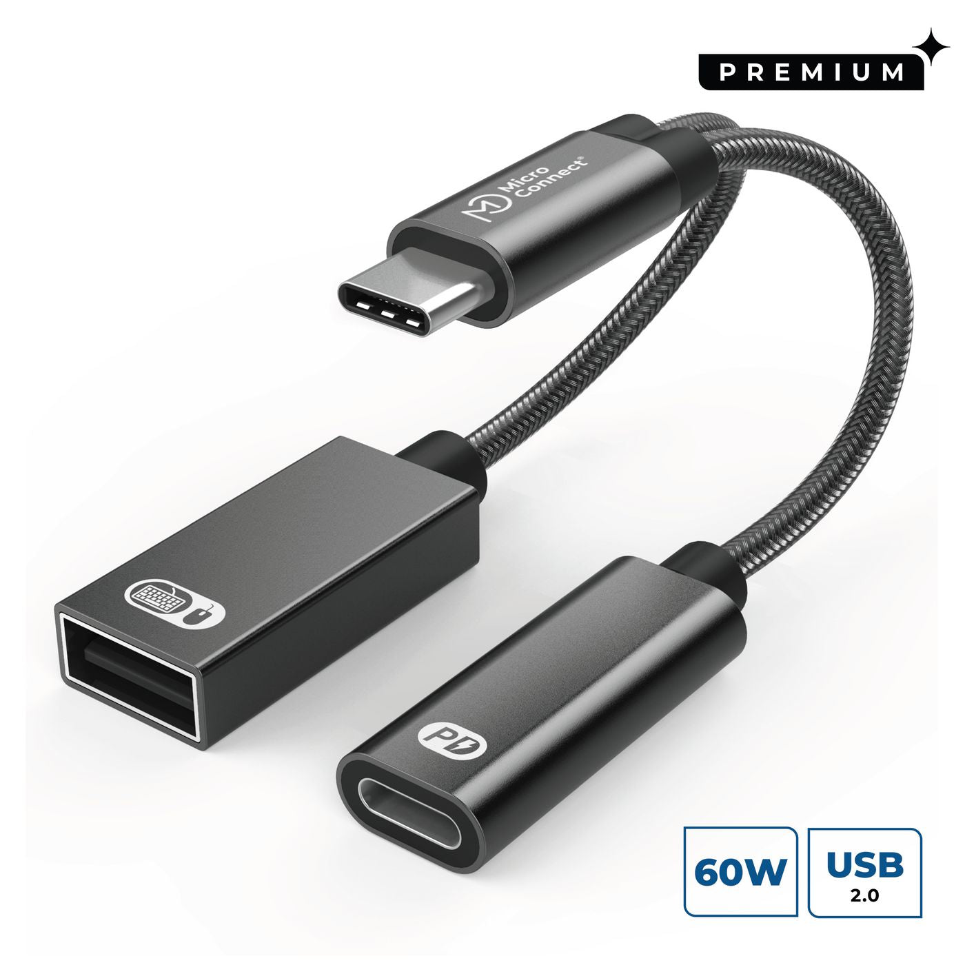 Microconnect USB-Adapter USB-C auf USB-A – USB 2.0 (480 Mbit/s) – 0,13 m – Silber