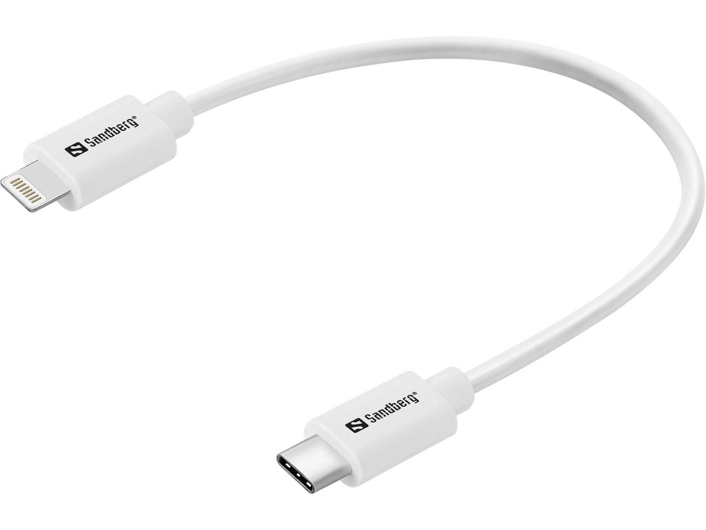 Sandberg Daten- & Ladekabel – Lightning auf USB-C 0,2 m, MFi-zertifiziert, Weiss – für iPhone/iPad