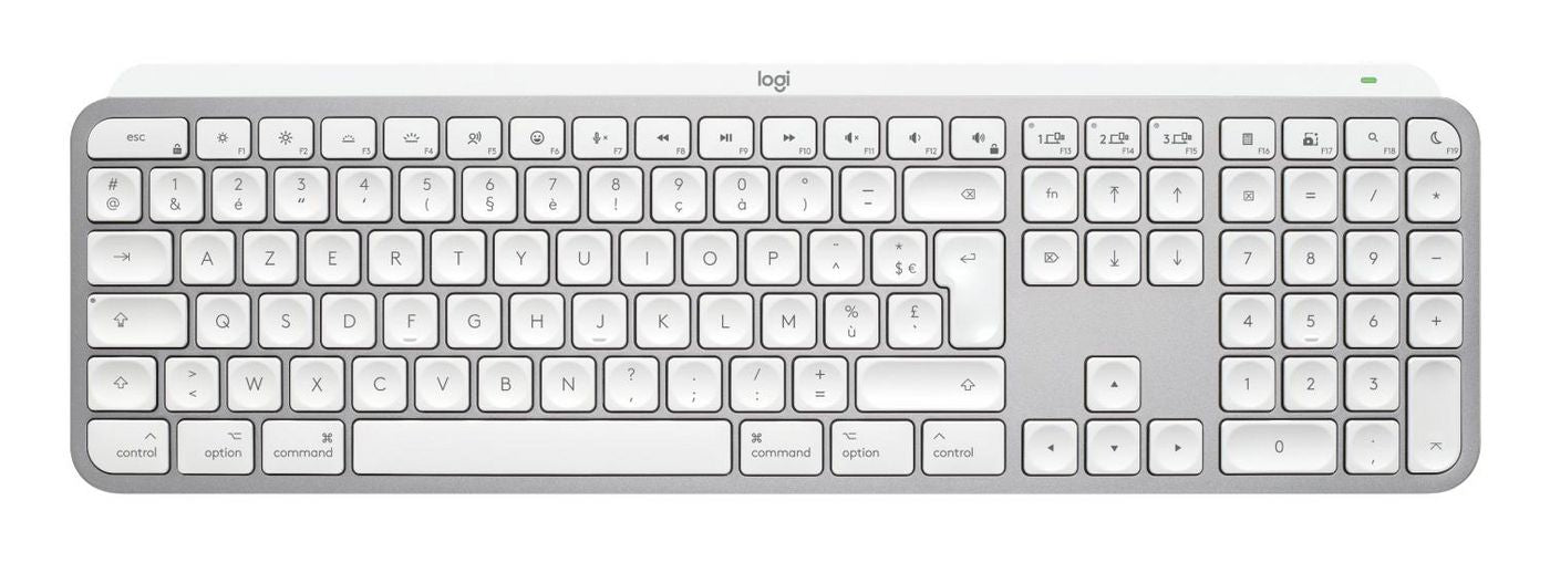 Logitech MX Keys S Für Mac – Tastatur, Kabellos (Bluetooth/2,4 GHz), FR-Layout (FR), Weiss – für macOS