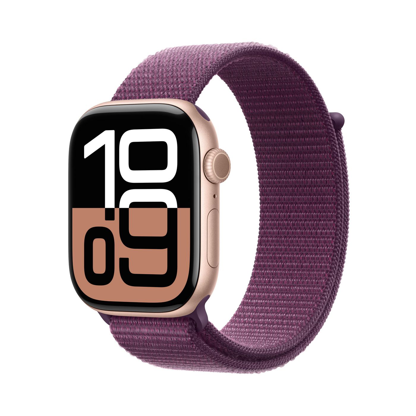 Apple Watch Series 10 46 mm GPS – Aluminium Roségold, Sport Loop, Violett, 50 m, für iPhone