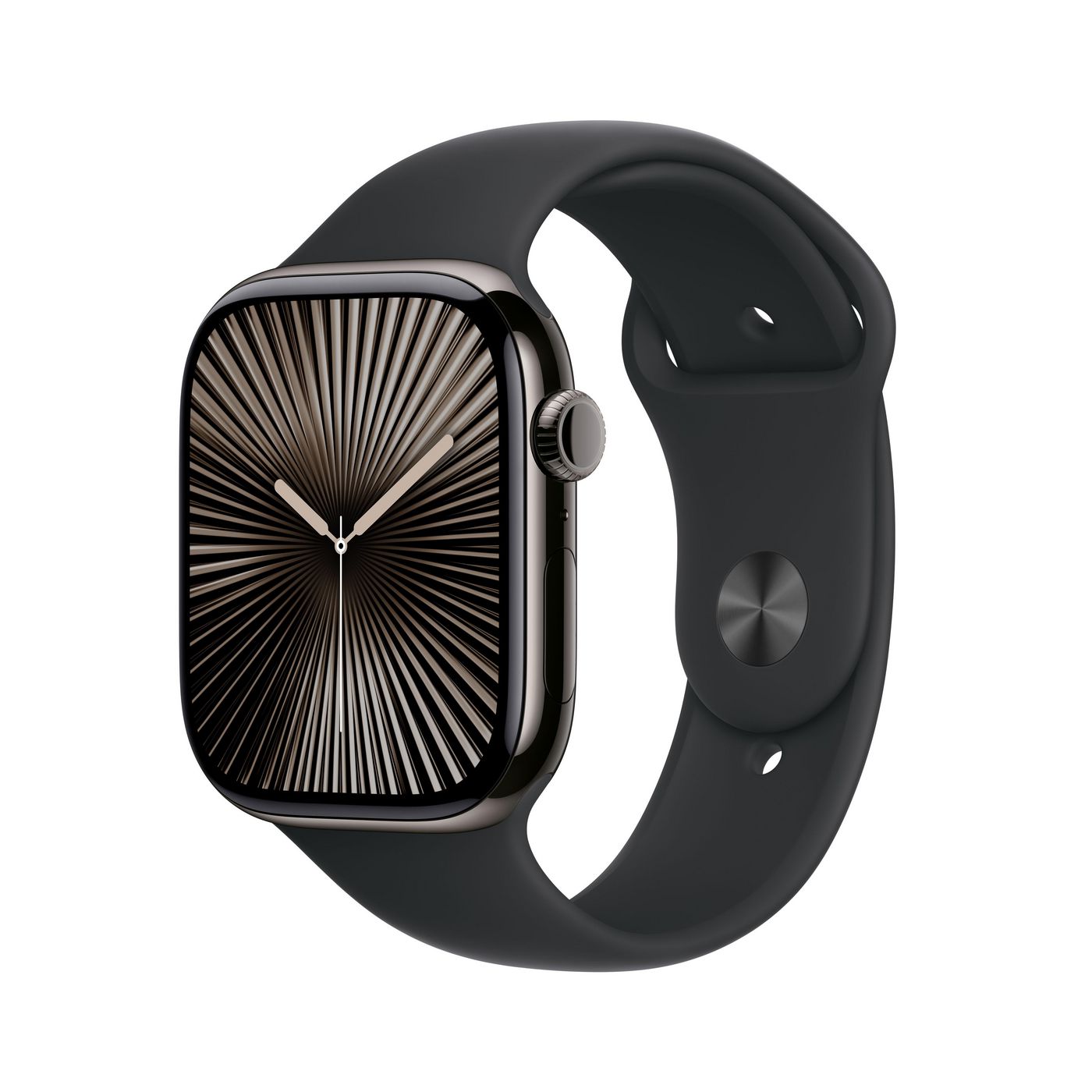 Apple Watch Series 10 46 mm GPS + Cellular – Titan Slate, Sportband Schwarz, M/L, 50 m, für iPhone