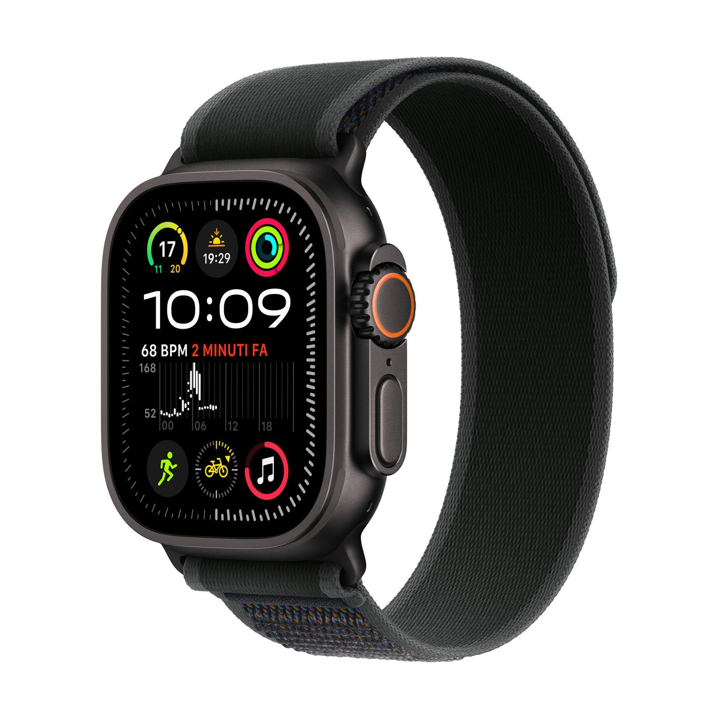 Apple Watch Ultra 2 49 mm GPS + Cellular – Titan Schwarz, Trail Loop, Schwarz, S/M, 100 m, für iPhone