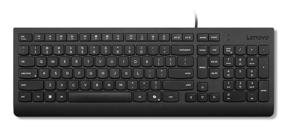 Lenovo Tastatur – kabelgebunden, USB-A, Membran, QWERTY (Nordisch) – Schwarz, auslaufsicher