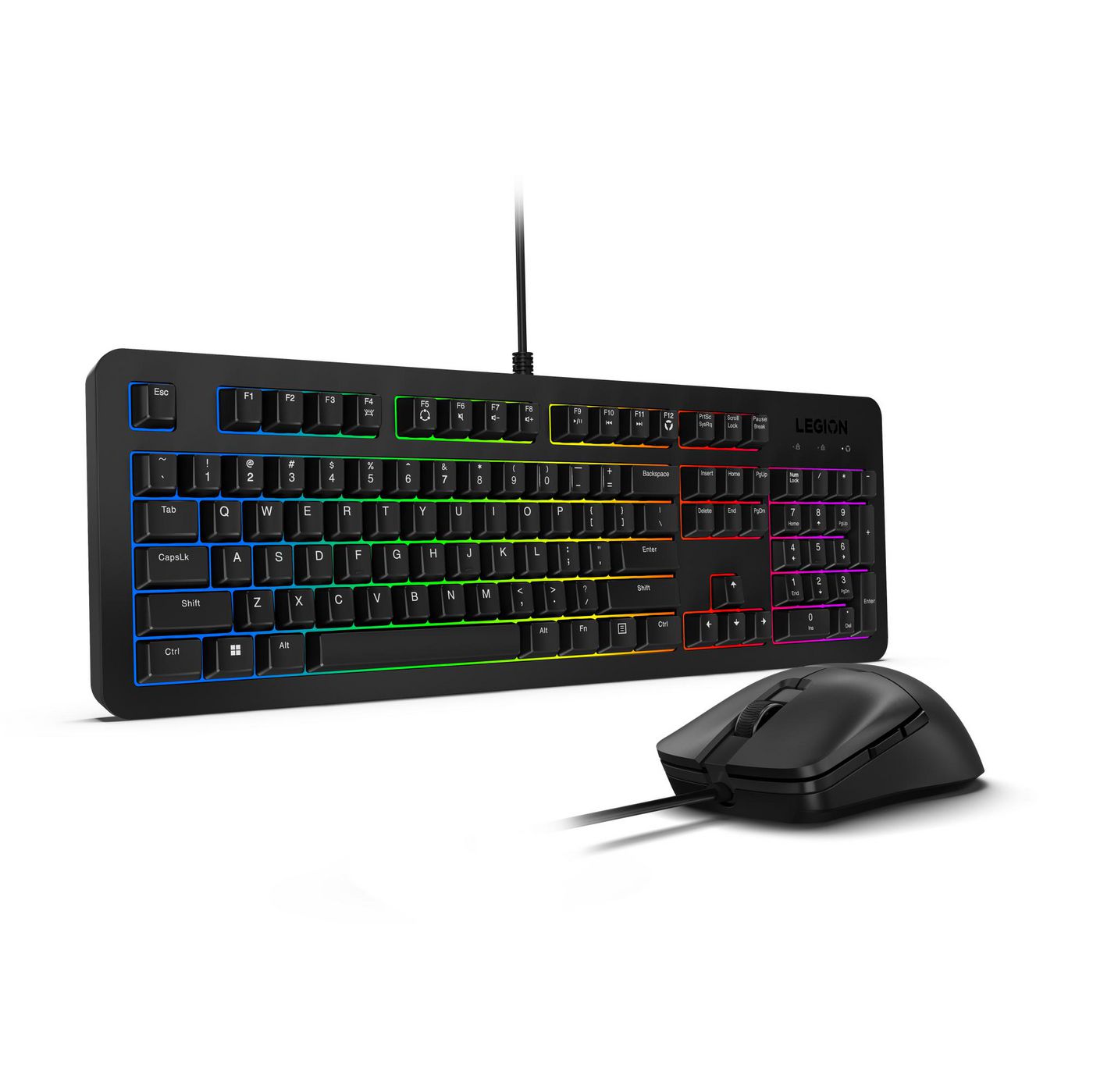 Lenovo Tastatur-Maus-Set – Membran – kabelgebunden (USB) – QWERTY (US-INT) – RGB – schwarz