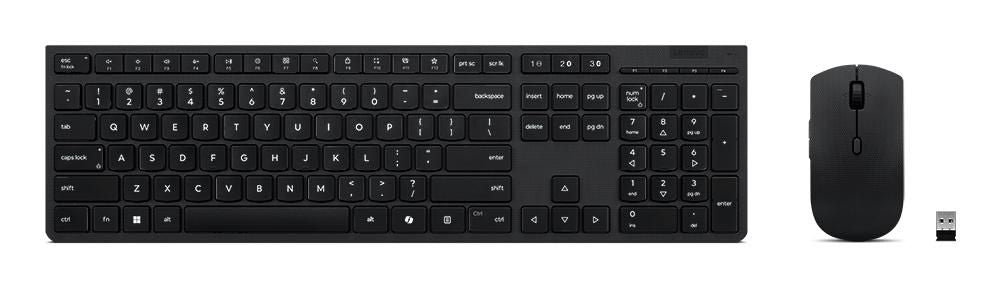 Lenovo Tastatur, kabellos (Bluetooth/2,4 GHz), US-Layout (EN), Fullsize (mit Ziffernblock) – für Windows