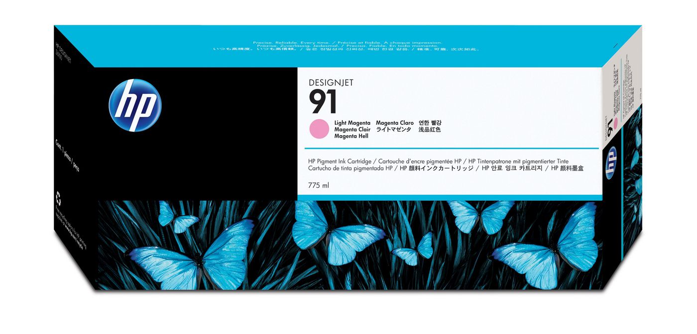 HP Tintenpatrone 91, Magenta, 775 ml – für Inkjetdrucker/Multifunktionsgeräte