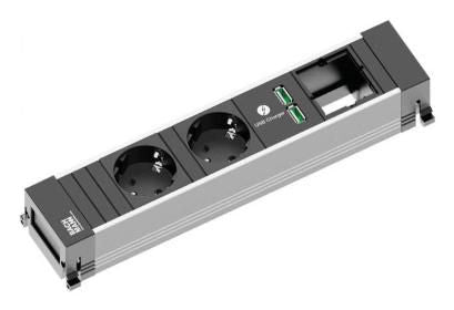 Bachmann Power Frame M – 0,20 m Kabel, 2× CEE7/3, 1× CM, 1× USB A/C 22W
