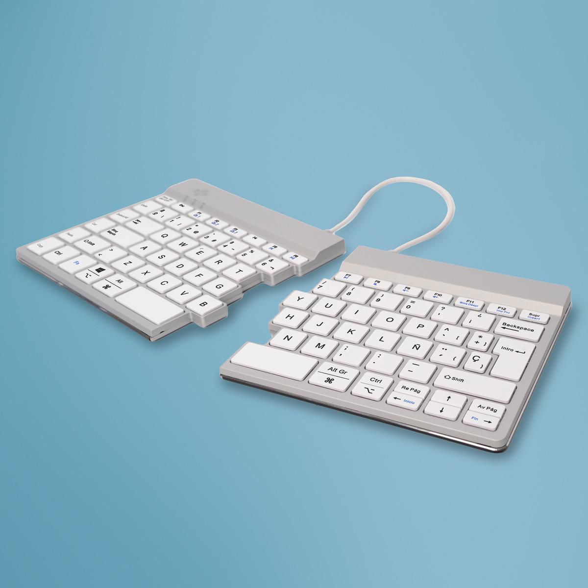 R-Go Tools Split Break – Tastatur, kabellos (Bluetooth), ES-Layout (ES), ergonomisch, Weiss