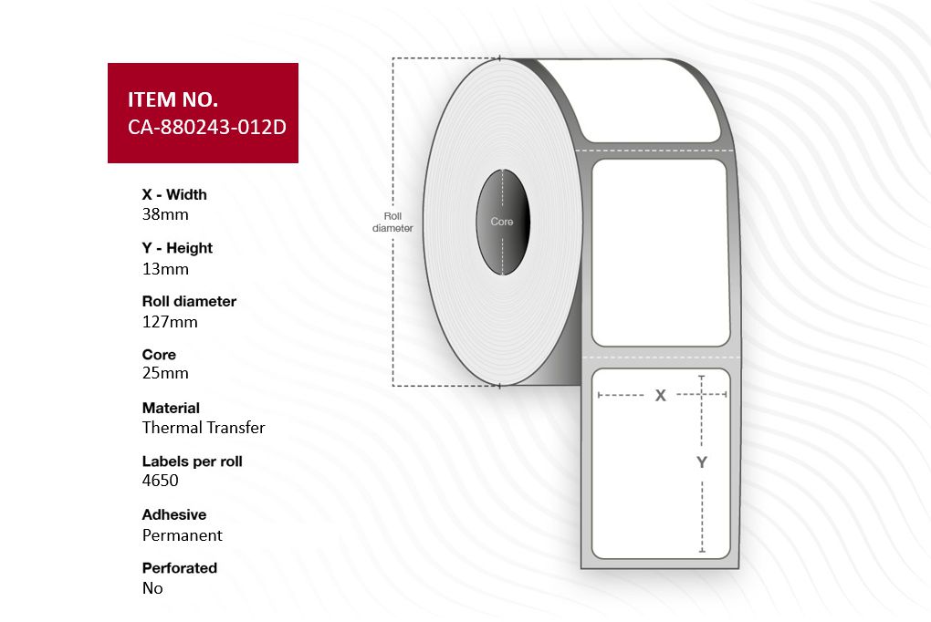 Capture Rollenetiketten, 38 mm × 18 mm, Polyester, permanent, 12 Rollen (4'650 Etiketten/Rolle)