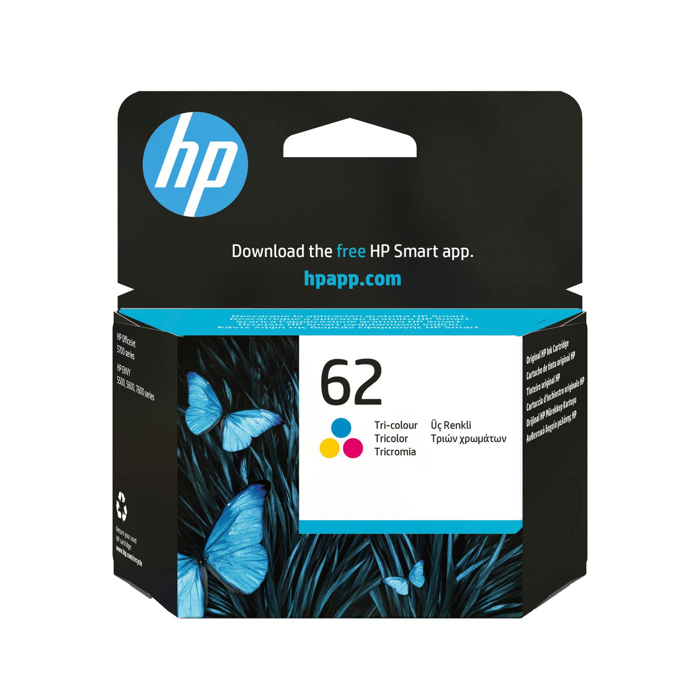 HP 62 Dreifarbig Tintenpatrone (Original) – für HP Envy 5540/5542/5543…, OfficeJet 200/250/5740…