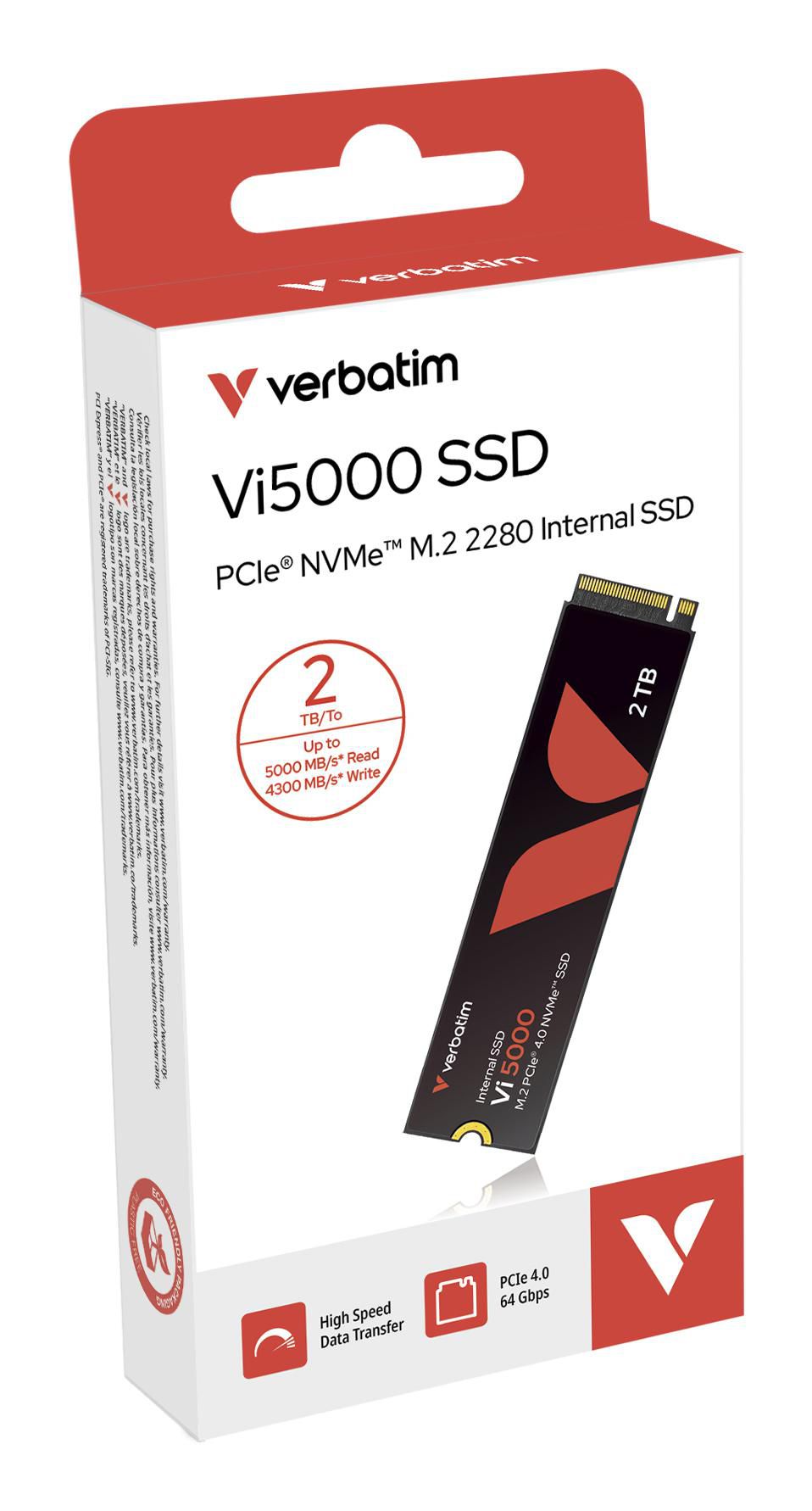 Verbatim Vi5000 – 2 TB M.2 2280 NVMe PCIe 4.0, 5'000/4'300 MB/s