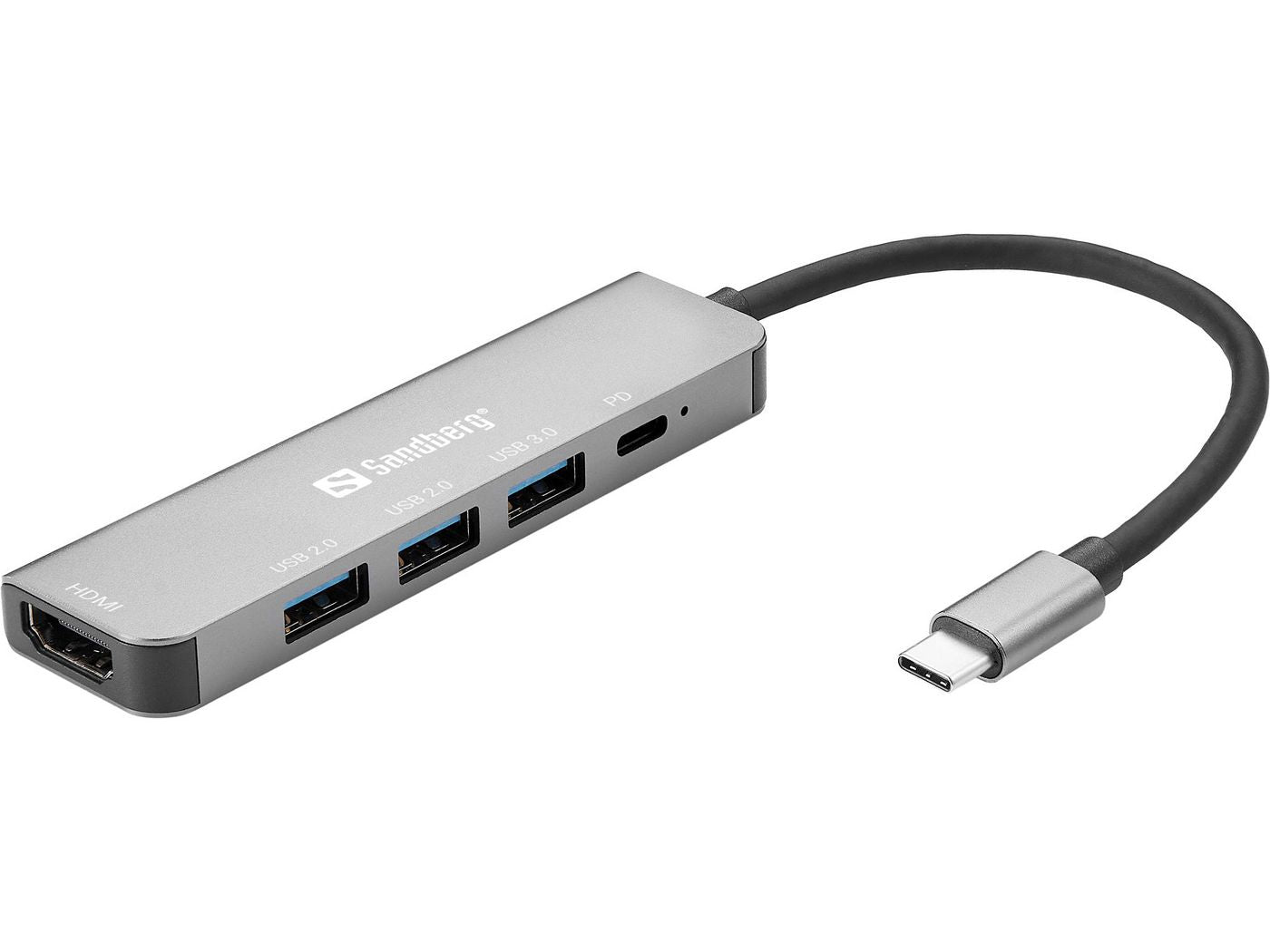 Sandberg USB-C Dockingstation – USB-C, 1× HDMI, 3× USB-A, 100 W PD