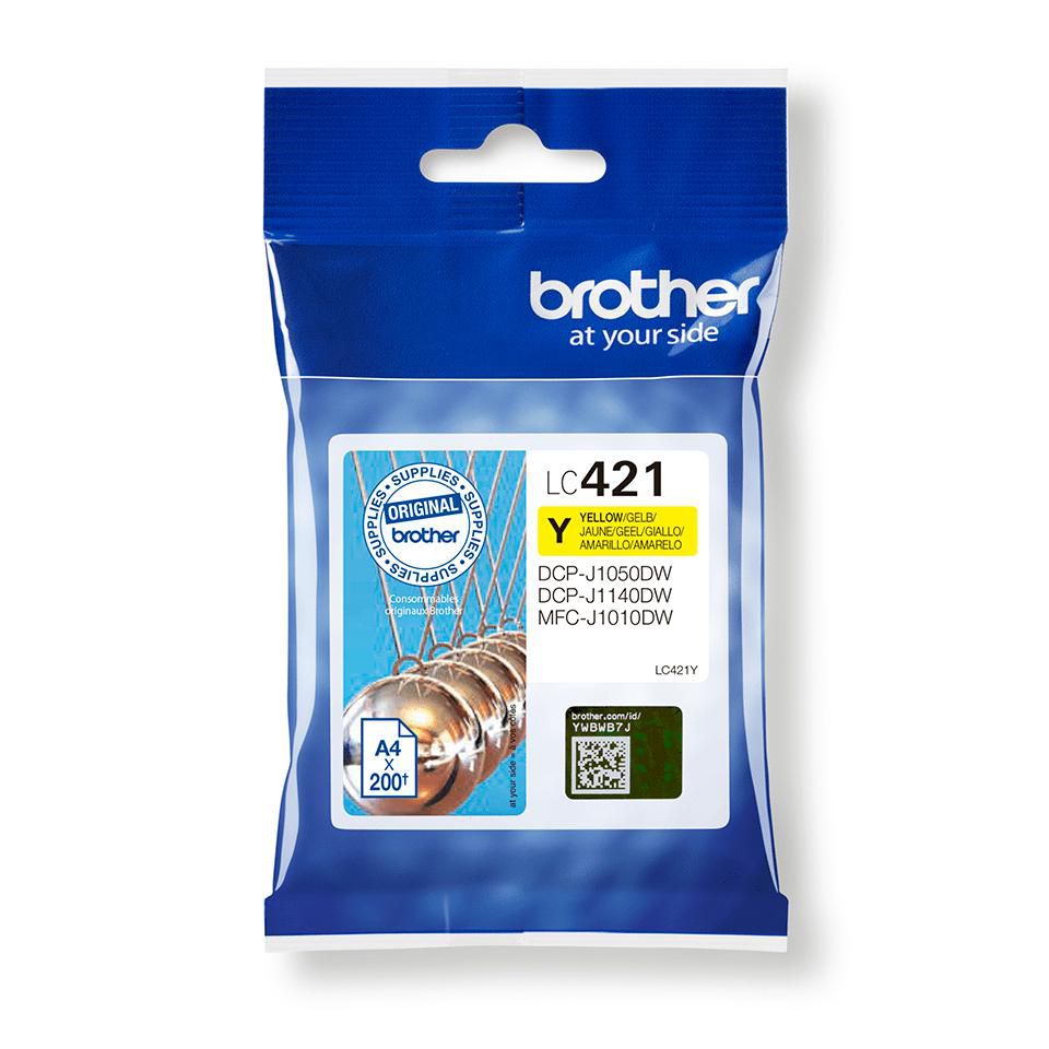 Brother LC-421Y Gelb Tintenpatrone (Original) – 200 Seiten – für MFC-J1010DW/DCP-J1050DW