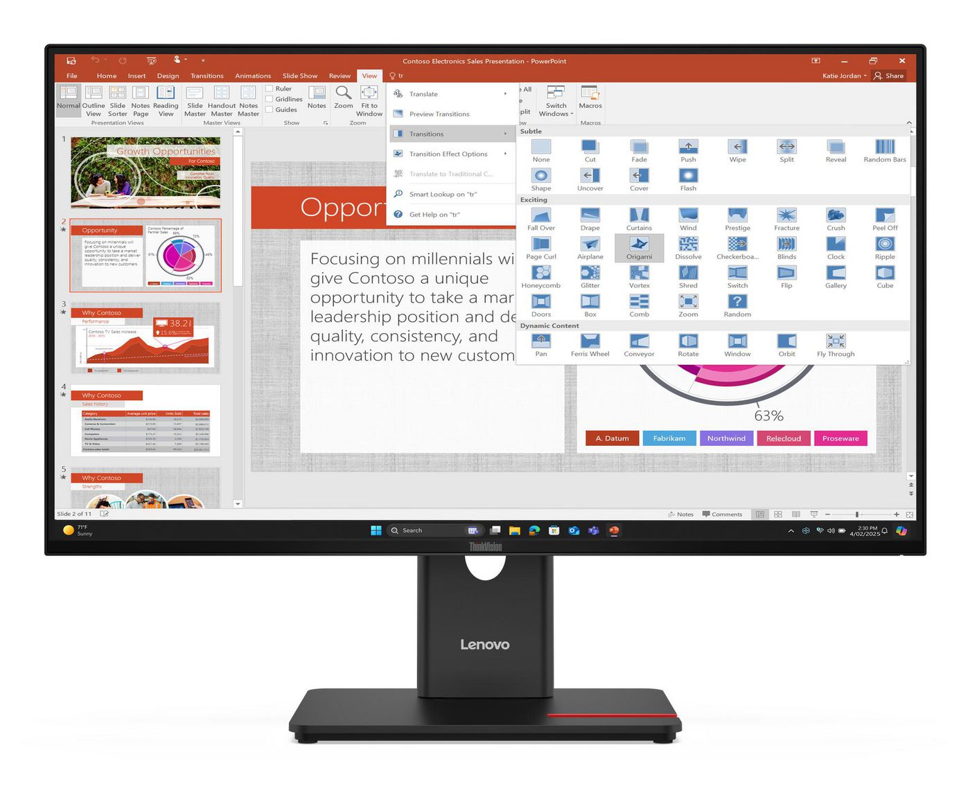 Lenovo ThinkVision T27-40 – Monitor, 27", 1920 × 1080 (Full HD), LED, Schwarz