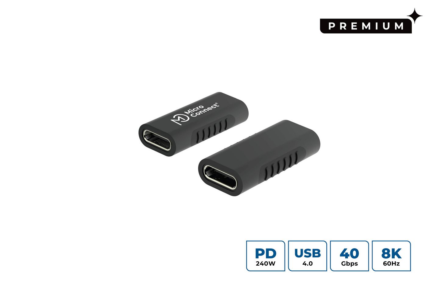 Microconnect USB3.2CFFA Adapter USB-C zu USB-C – USB 3.2 Gen 1 (5 Gbit/s), 1 Stück, Schwarz