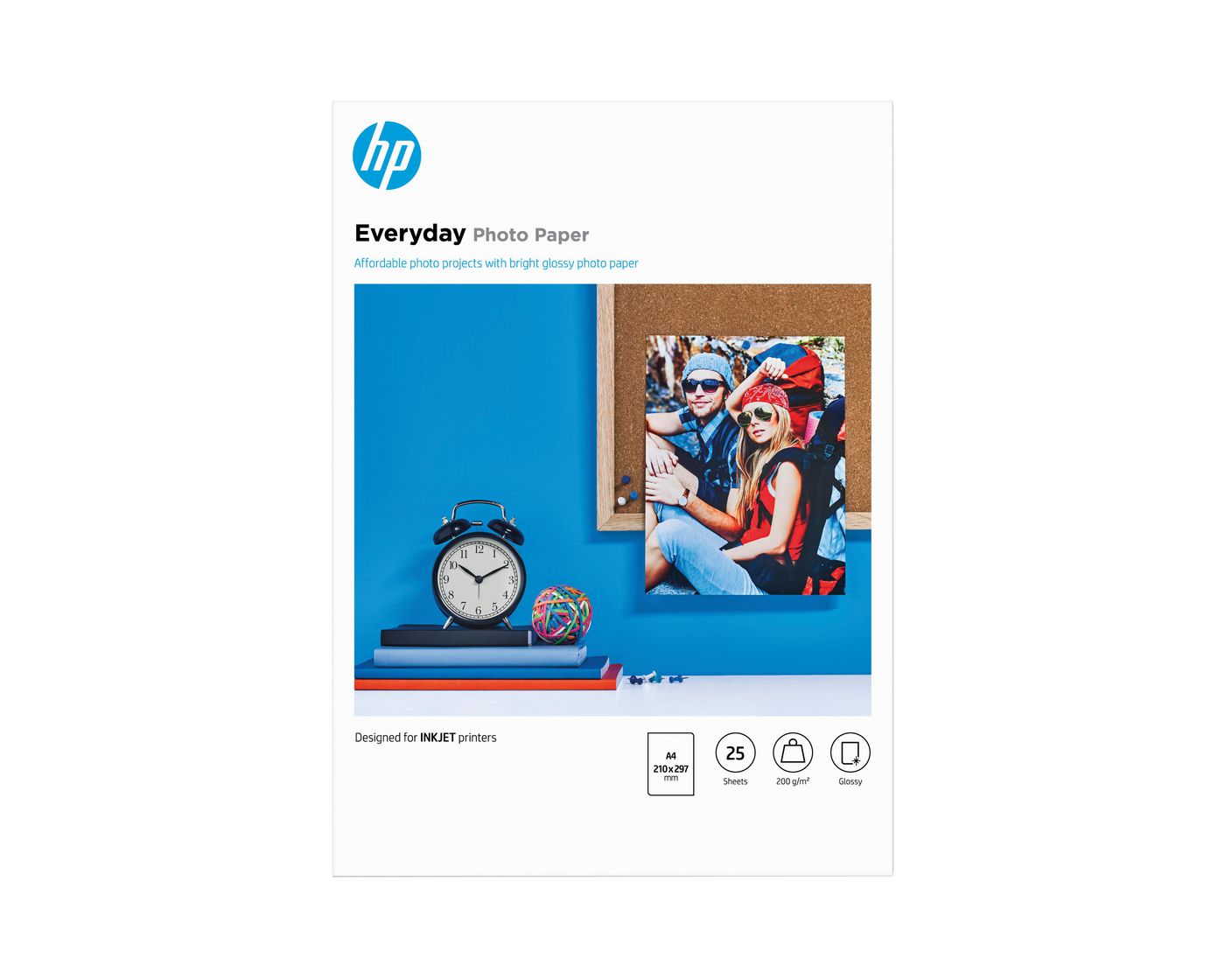HP Fotopapier – glänzend, A4, 200 g/m², 25 Blatt – für Inkjet-Drucker