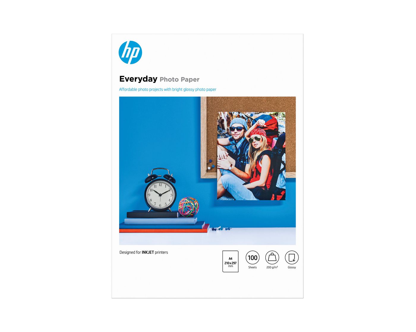 HP Fotopapier – glänzend, A4, 200 g/m², 100 Blatt – für Inkjet-Drucker