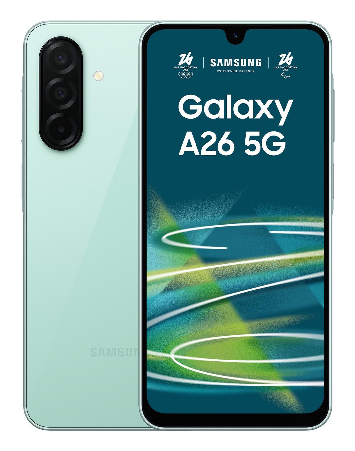 Samsung Galaxy A26 – Mint, 6,7", 1080 × 2340, Android 15, 128 GB, 6 GB, Hybride Dual-SIM, 5G, IP67