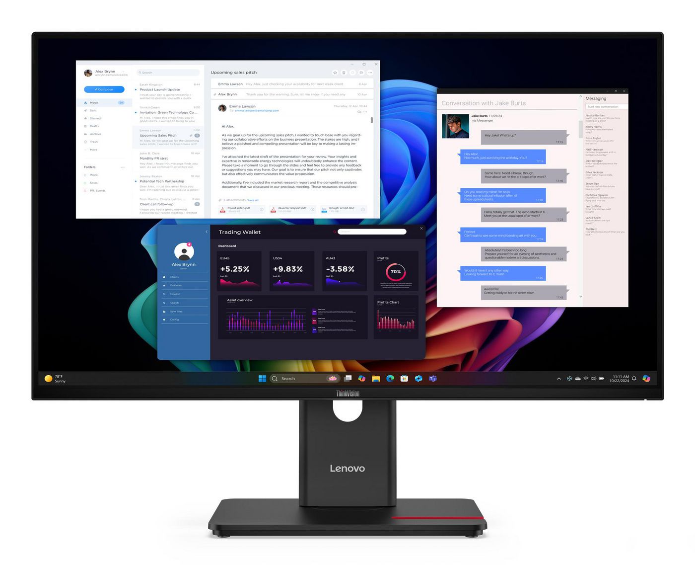 Lenovo ThinkVision T27Ud-40 – Monitor, 27", 3840 × 2160 (UHD 4K), LCD, Schwarz