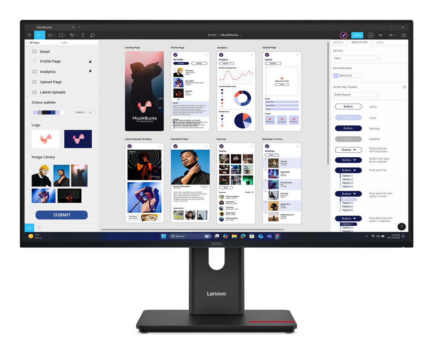 Lenovo ThinkVision T32Ud-40 – Monitor, 31,5" 3840 × 2160 (UHD 4K), LCD, Schwarz