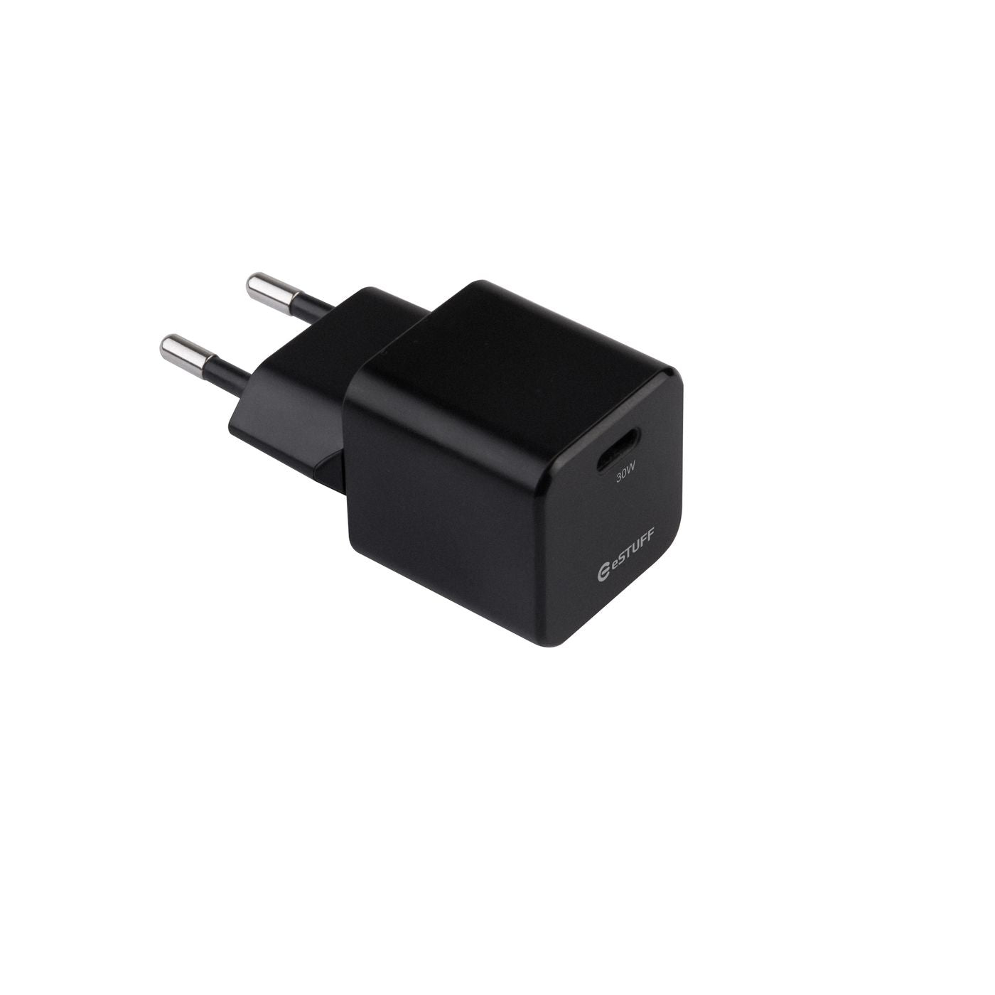 eSTUFF INFINITE (GRS) USB-Ladegerät 30 W – USB-C×1 – PD, GaN, EU-Stecker (Typ C) – Schwarz