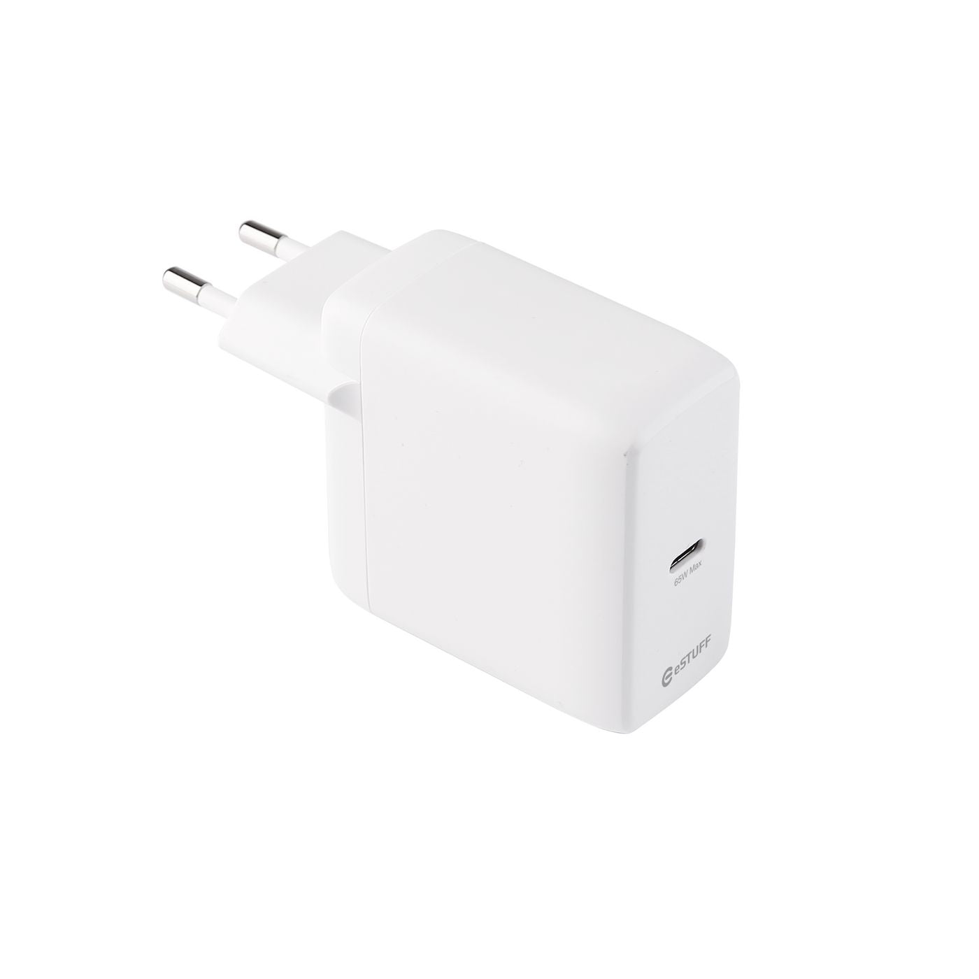 eSTUFF INFINITE (GRS) USB-Ladegerät 65 W – USB-C×1 – PD, GaN – EU-Stecker (Typ C) – Weiss