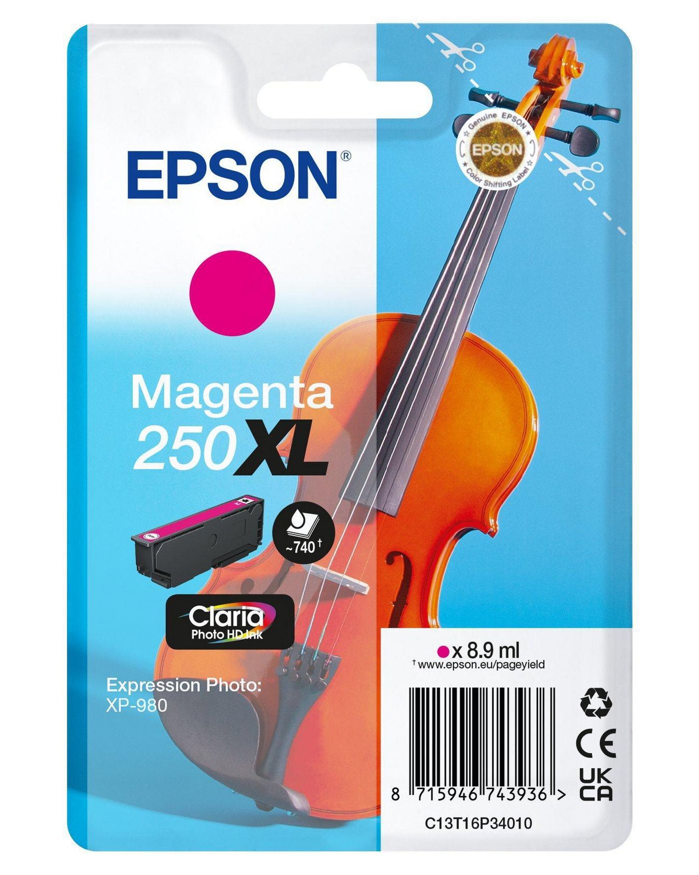 Epson 250XL Magenta Tintenpatrone (Original) – 8,9 ml – für Expression Photo XP-980
