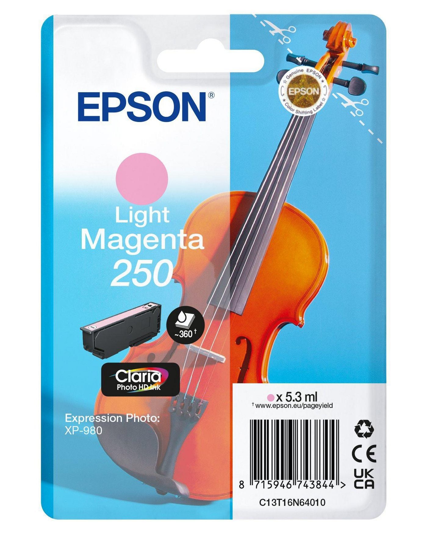 Epson 250XL Magenta Tintenpatrone (Original) – 5,9 ml – für Expression Photo XP-980