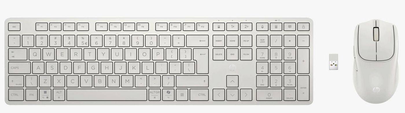 HP 495C – Tastatur- und Maus-Set – Bluetooth & 2,4 GHz (USB-A Empfänger) – Multi-Device – Weiss