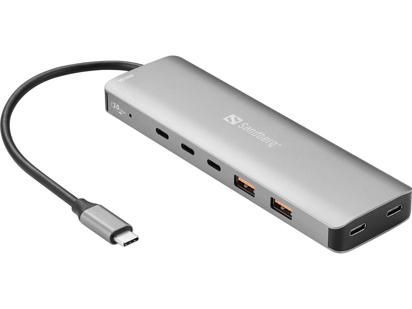 Sandberg 136-79 USB-Hub – USB-C, 5× USB-C, 2× USB-A, 100 W PD, für Windows 10/11