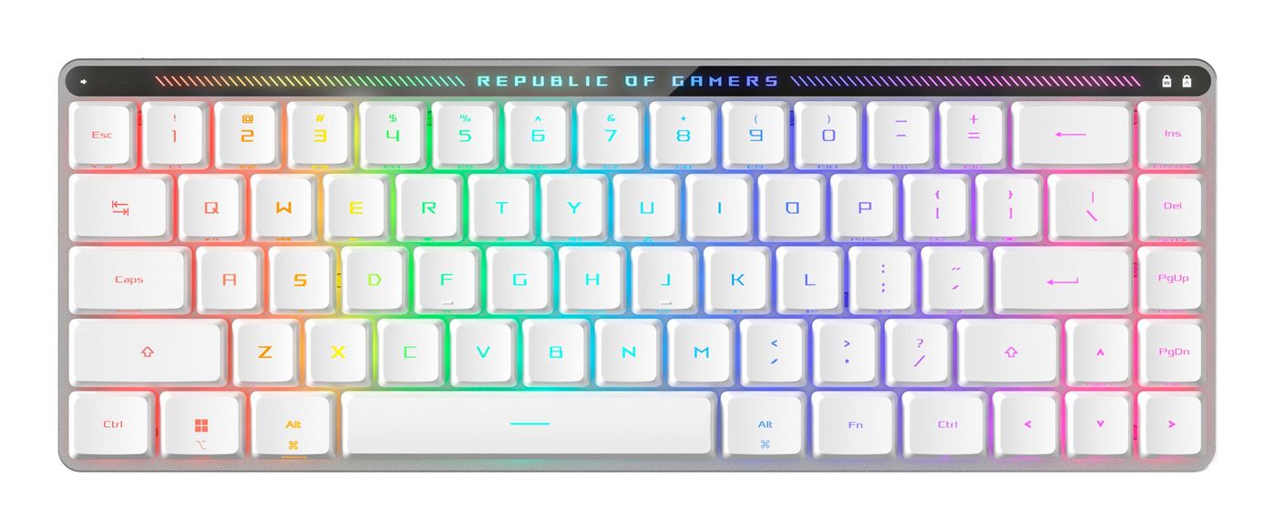 ASUS ROG Falchion RX – Gaming-Tastatur 65% – Mechanisch, RGB – Bluetooth & 2,4 GHz USB-A (Empfänger) – Weiss