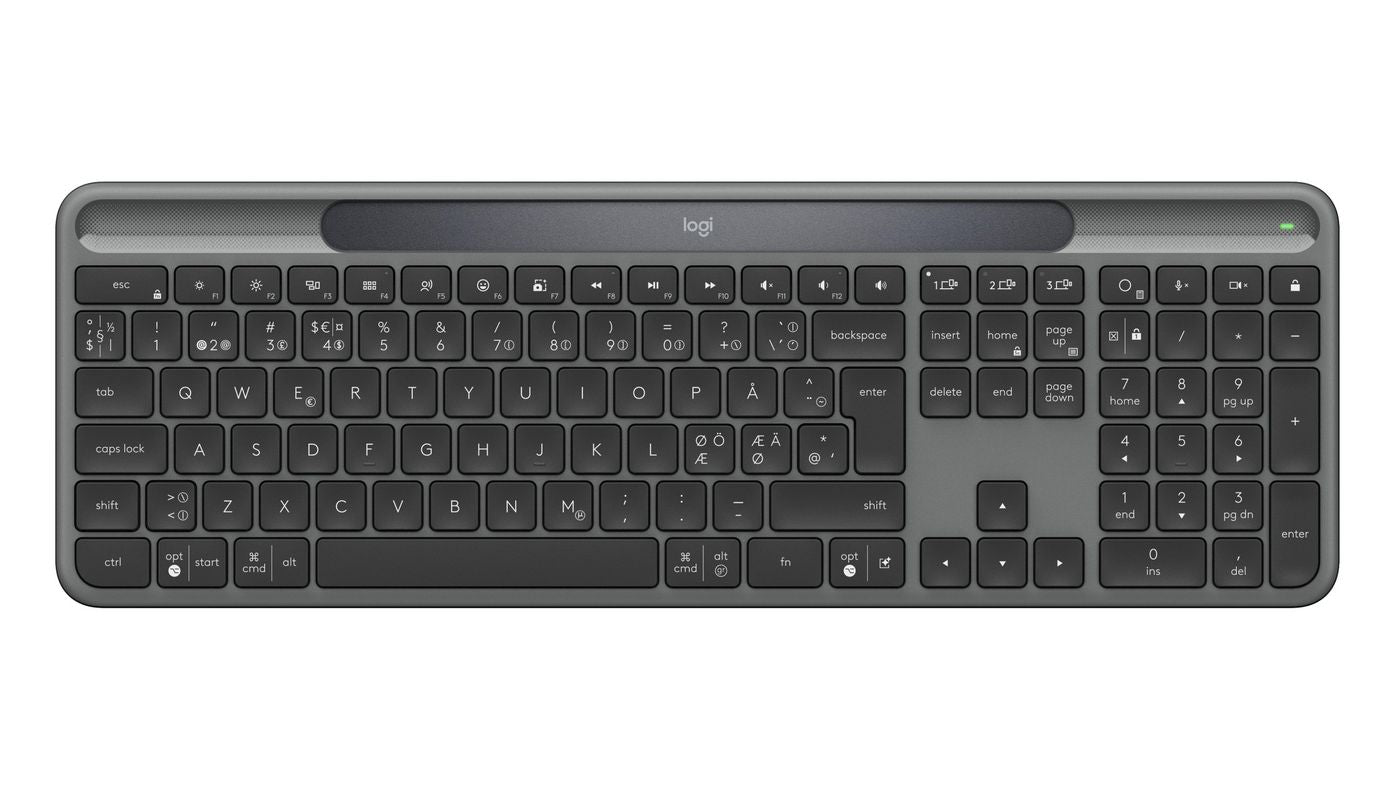 Logitech Signature Slim Solar+ K980 – Tastatur – Bluetooth & 2,4 GHz – QWERTY (Nordisch) – Graphit – Solar