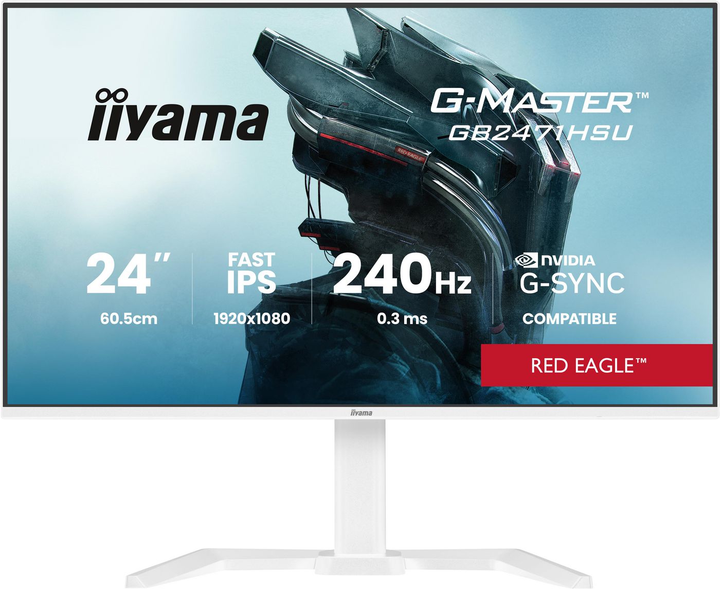 iiyama GB2471HSU-W1 – 23,8", 1920 × 1080 (Full HD), IPS, 240 Hz, USB-C 5 W